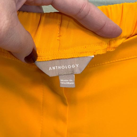 Anthology Trouser Pants Plus 16 Yellow Straight Leg Ruffles High Rise Flat Front - Picture 4 of 8